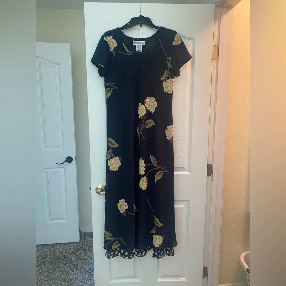 Navy Blue/Yellow Dress (size 14)